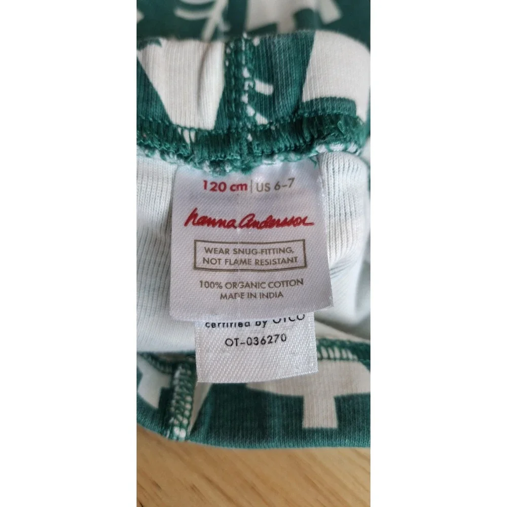 Hanna Anderson Green/White Christmas Trees Pajama Pants Size 120 / Us 6-7